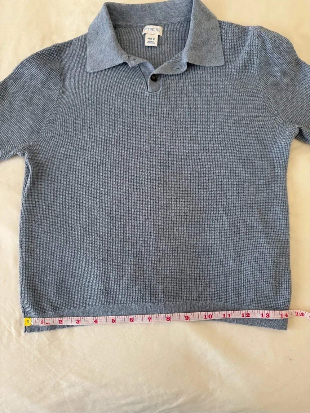 Crewcuts Boys' long-sleeve waffle-stitch sweater-polo // M (8-9) 100% cotton